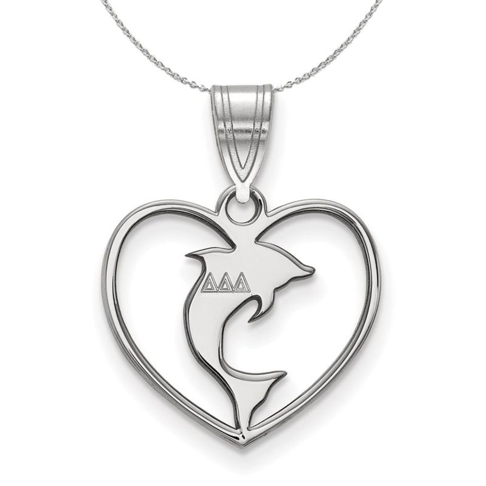 Sterling Silver Delta Delta Delta Heart Pendant Necklace - 20 Inch
